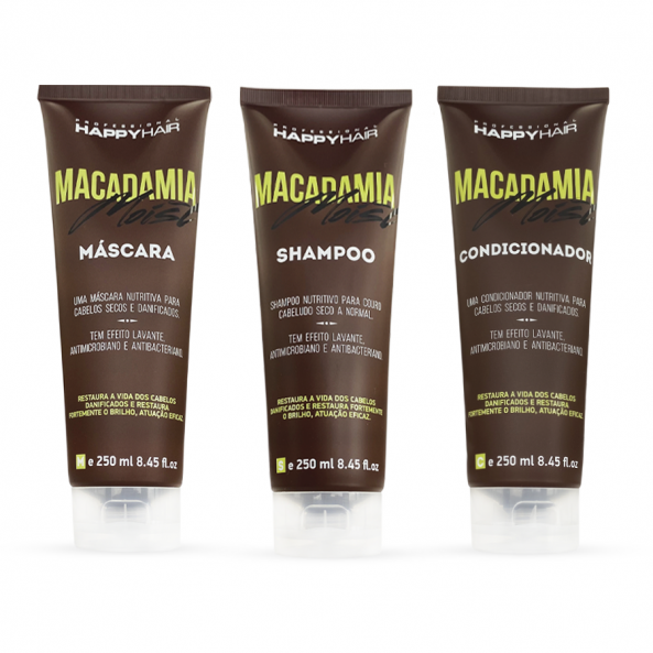 Шампунь + кондиционер + маска Happy Hair Macadamia Moist комплект 250/250/250 мл